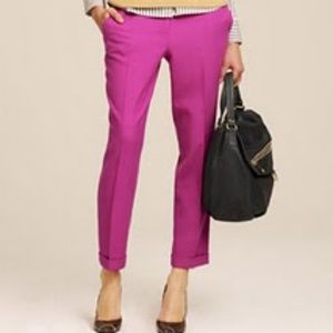 J.Crew fuschia ankle length wool cuffed trousers